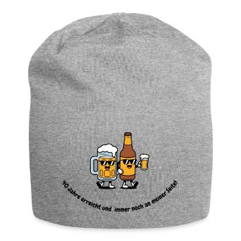 40. Geburtstag Bier Design - Immer an meiner Seite - Jersey-Beanie - Grau meliert - Vorne