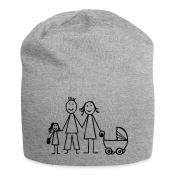 Familie - Jersey-Beanie - Grau meliert - Vorne