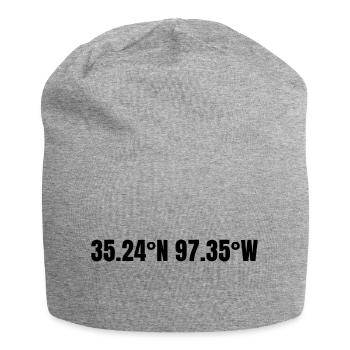Norman, Oklahoma, USA Coordinates - Jersey Beanie - heather grey - Front