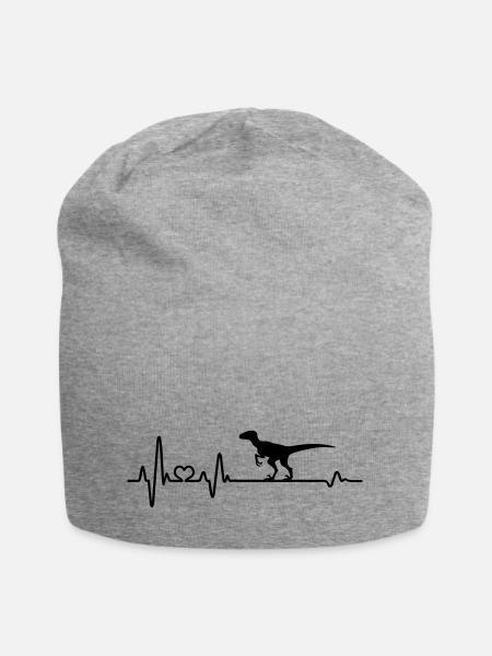 Herzschlag Dinosaurier Velociraptor Dino Urzeit - Jersey-Beanie - Grau meliert