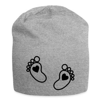 baby - feet - heart - Jersey Beanie - heather grey - Front