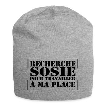 recherche sosie...citation, message, humour - Bonnet en jersey - gris chiné - Devant