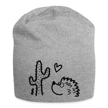Igel in love - Jersey-Beanie - Grau meliert - Vorne