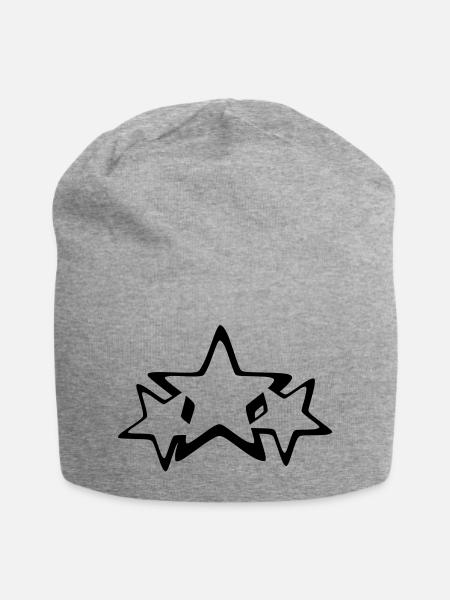 Sterne - Jersey-Beanie - Grau meliert