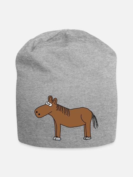 Pferde - Jersey-Beanie - Grau meliert
