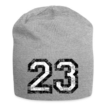 Zahl 23 (Vintage Weiß) 23. Geburtstag Nr. 23 - Jersey-Beanie - Grau meliert - Vorne