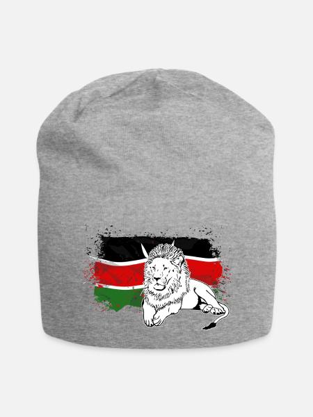 Lion - Kenya Flag - Löwe - Jersey-Beanie - Grau meliert