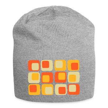 70er Jahre Muster - Jersey-Beanie - Grau meliert - Vorne