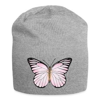 Schmetterling, rosa - Jersey-Beanie - Grau meliert - Vorne