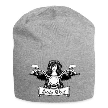 SL10 Lady Biker Mädchen auf Motorrädern immer auf zwei Rädern - Jersey-Beanie - Grau meliert - Vorne