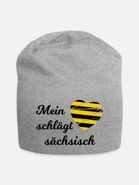 Ein Herz für Sachsen - Jersey-Beanie - Grau meliert