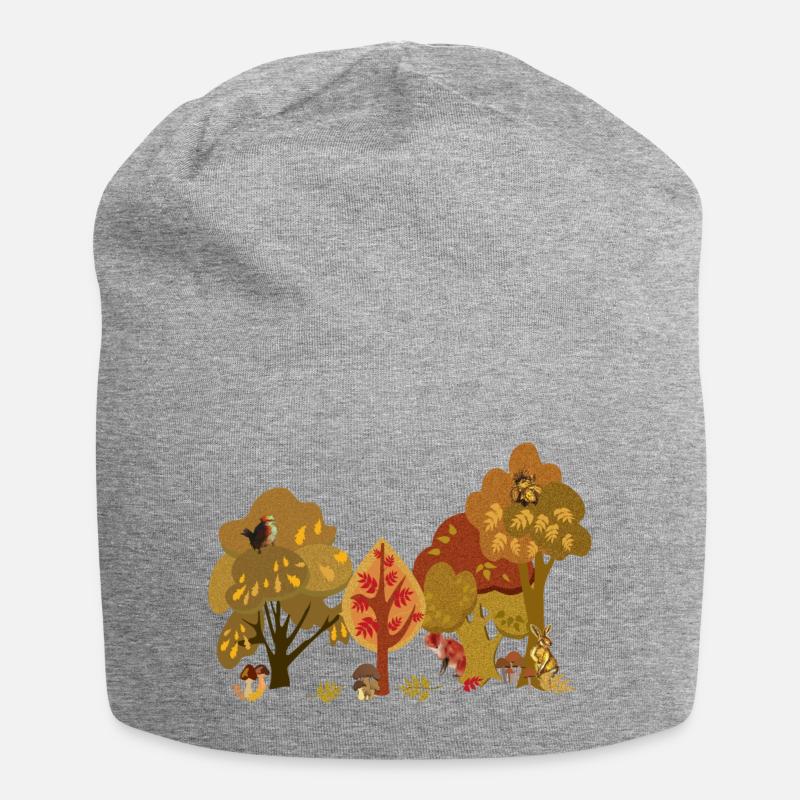 Silhouette de la faune de la forêt d’automne - Bonnet en jersey - gris chiné