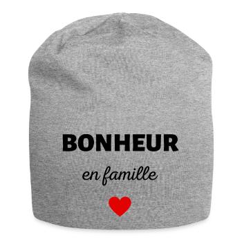 bonheur en famille - Bonnet en jersey - gris chiné - Devant