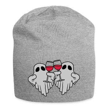 2 Wein trinkende Geister - Jersey-Beanie - Grau meliert - Vorne