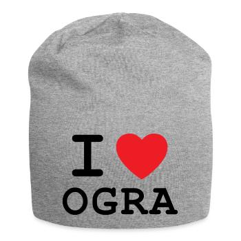 I Love OGRA - Ich liebe Ober-Grafendorf - Jersey-Beanie - Grau meliert - Vorne