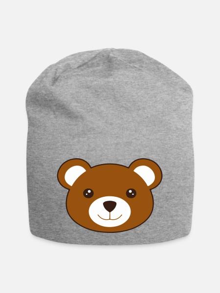 Teddybär - Jersey-Beanie - Grau meliert