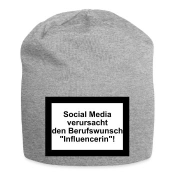 Social Media - Berufswunsch "Influencerin" - Jersey-Beanie - Grau meliert - Vorne