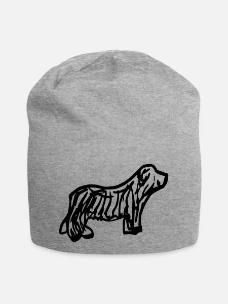 Bearded Collie - Jersey-Beanie - Grau meliert