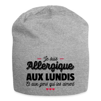 Je suis allergique aux lundis - Bonnet en jersey - gris chiné - Devant