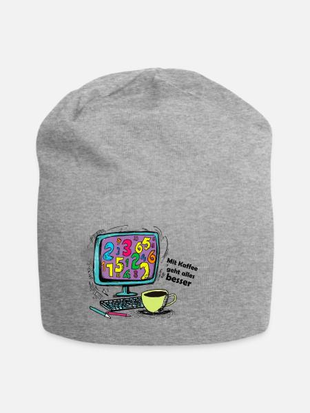 Mit Kaffee geht alles besser - Jersey-Beanie - Grau meliert