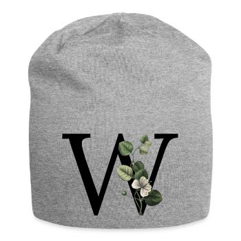 Grüner botanischer Buchstabe w - Jersey-Beanie - Grau meliert - Vorne