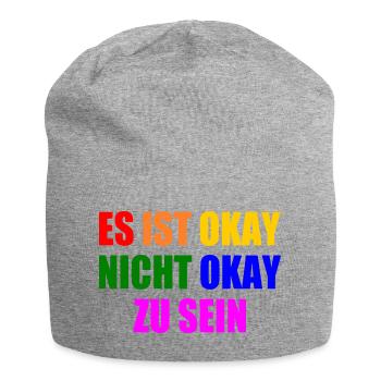 es ist okay nicht okay zu sein - Jersey-Beanie - Grau meliert - Vorne