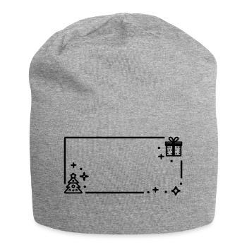 Weihnachtlicher Rahmen - Jersey-Beanie - Grau meliert - Vorne
