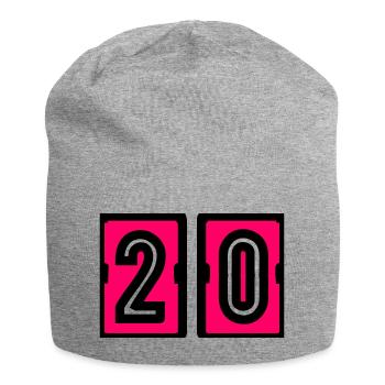 20. 20. JAHRESTAG. 20-JÄHRIGES JUBILÄUM. 20 JAHRE. - Jersey-Beanie - Grau meliert - Vorne