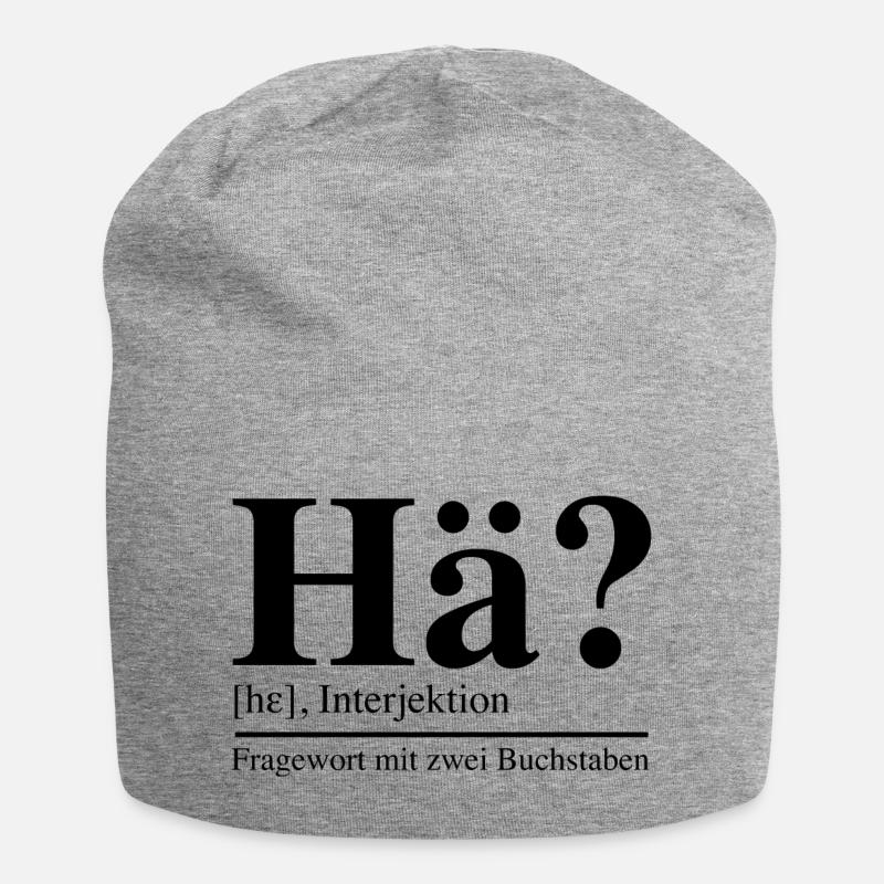 Hä | Frage, lustige Sprüche, Sarkasmus - Jersey-Beanie - Grau meliert