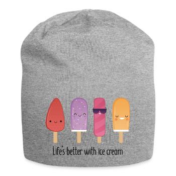 Lifes better with cream - Jersey-Beanie - Grau meliert - Vorne