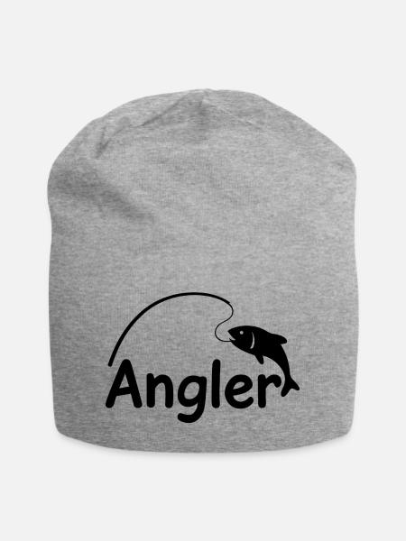 Angler mit Angel - Jersey-Beanie - Grau meliert