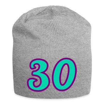 30. 30 ANS. 30e ANNIVERSAIRE. ANNIVERSAIRE 30 ANS. - Bonnet en jersey - gris chiné - Devant
