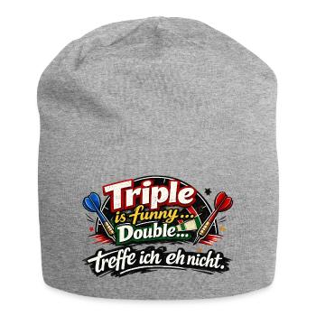 Triple ist funny, Double treffe ich nicht - Jersey-Beanie - Grau meliert - Vorne