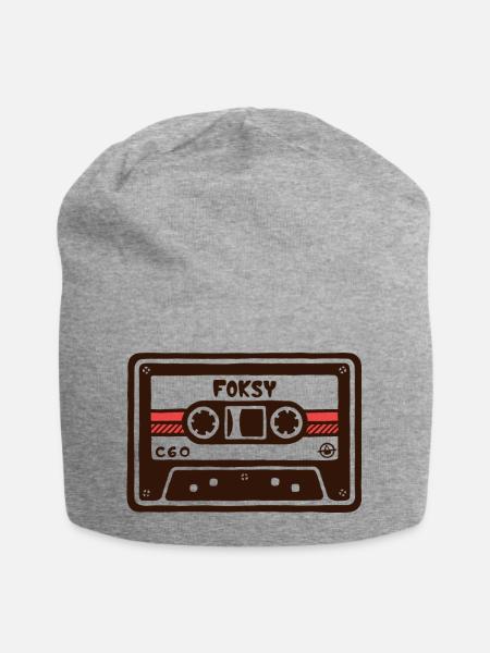 Retro C60 Kassetten-Comic-Kunst - Jersey-Beanie - Grau meliert