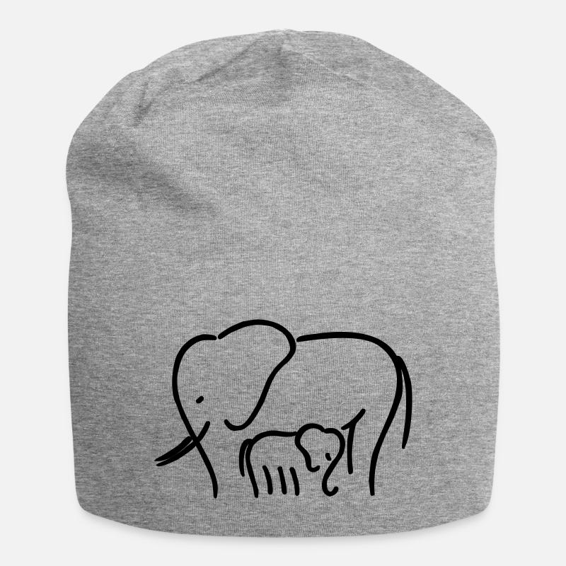 Elephant maman avec enfant - Bonnet en jersey - gris chiné