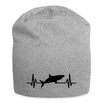 shark heartbeat shark shark fin - Jersey Beanie - heather grey - Front