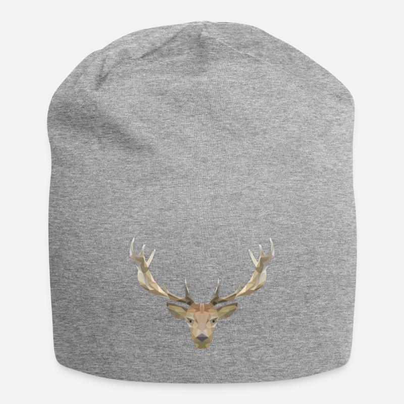 Low Poly Hirsch - Jersey-Beanie - Grau meliert
