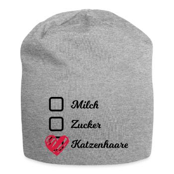 Mlich Zucker Katzenhaare Kaffee Becher Kater - Jersey-Beanie - Grau meliert - Vorne