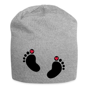 baby feet - Jersey Beanie - heather grey - Front