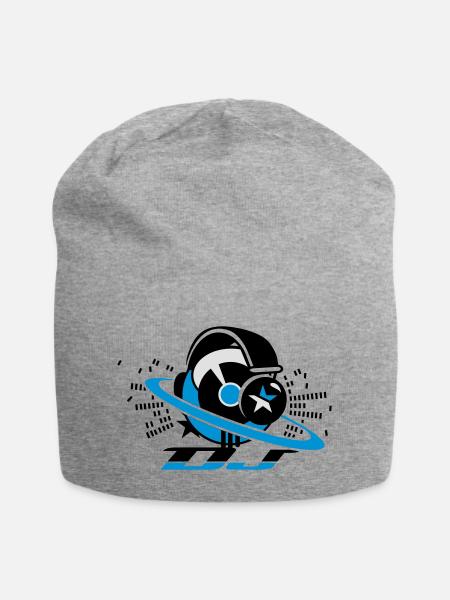DJ- Plattenpult mit Kopfhörer und Equalizer - Jersey-Beanie - Grau meliert
