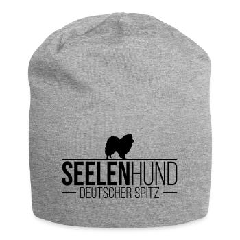 DEUTSCHER SPITZ Seelenhund Hund Hunde Spruch - Jersey-Beanie - Grau meliert - Vorne