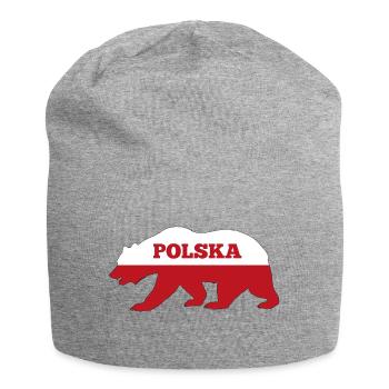 Polska Bear | Polish flag Poland gifts - Jersey Beanie - heather grey - Front