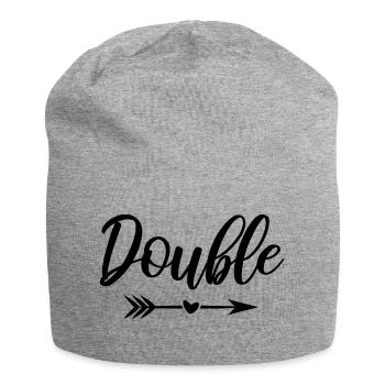 Zwillinge Zwillingsspruch Double Trouble - Jersey-Beanie - Grau meliert - Vorne
