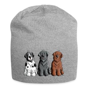 Neufundländer Trio - Jersey-Beanie - Grau meliert - Vorne