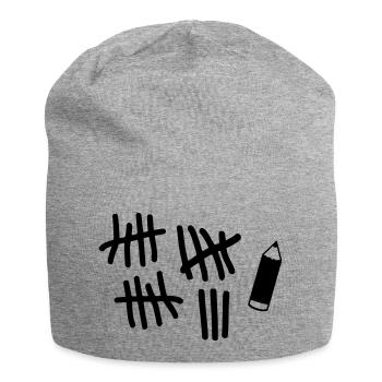 Striche - Stift - Jersey-Beanie - Grau meliert - Vorne