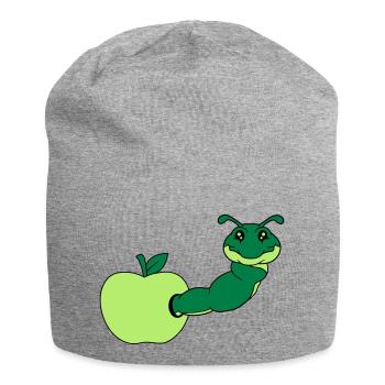 apfel essen loch lecker hunger schnecke kriechen r - Jersey-Beanie - Grau meliert - Vorne