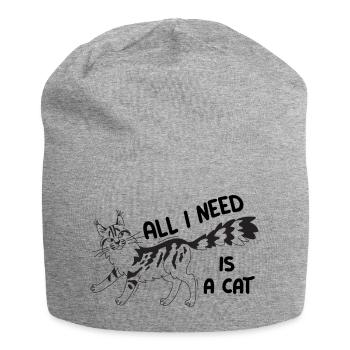 Chat Maine Coon avec citation All I need is a cat - Bonnet en jersey - gris chiné - Devant