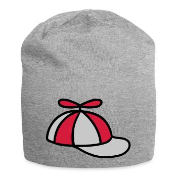Propeller Cap Wind Turbine Hat Design - Jersey Beanie - heather grey - Front