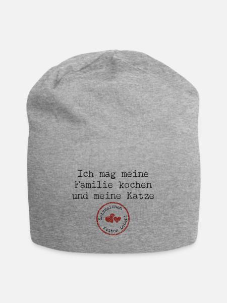 Satzzeichen retten Leben - ich mag meine Familie - Jersey-Beanie - Grau meliert