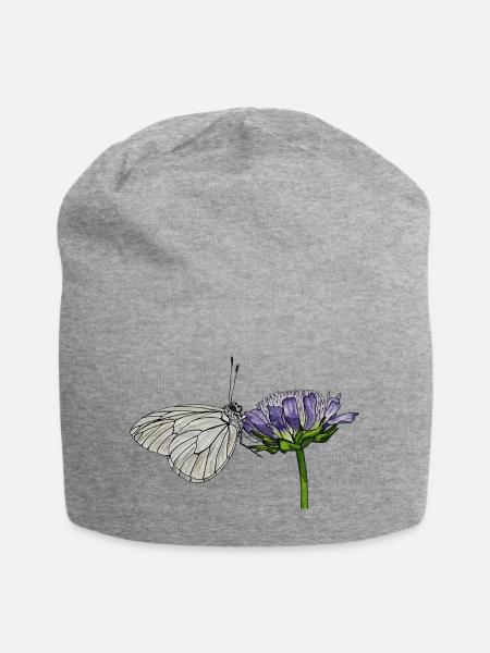 Schmetterling Blume Baum-Weißling Entomologe - Jersey-Beanie - Grau meliert